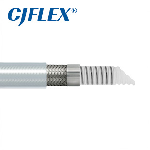 CJFLEX TCWSSI 透明硅胶包覆螺旋钢丝增强波纹特氟龙软管