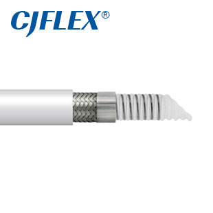 CJFLEX TCWSSW 白色硅胶包覆螺旋钢丝增强波纹特氟龙软管
